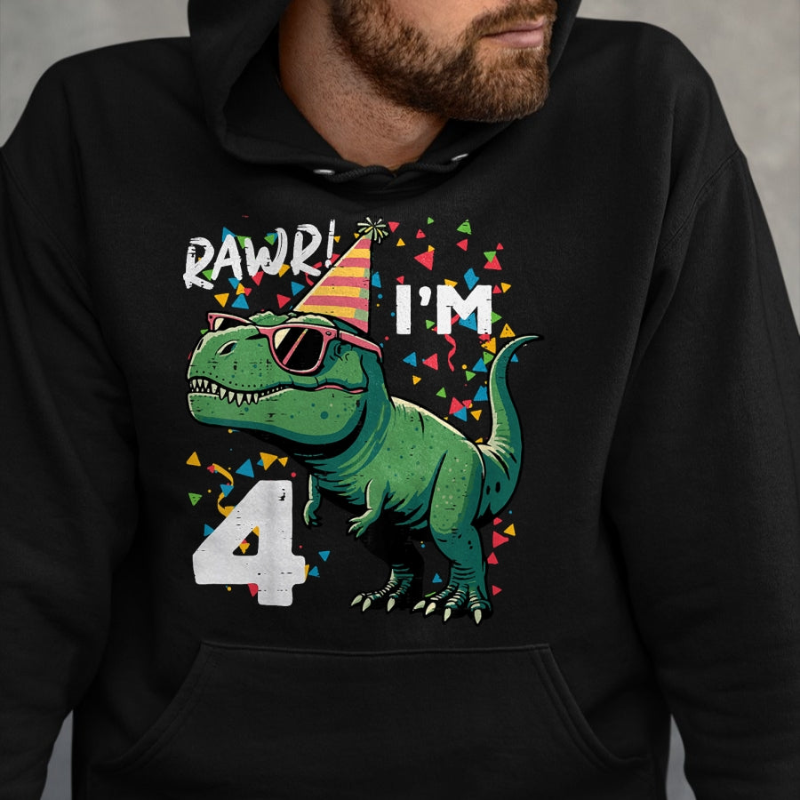 Best Dinosaur Lover Shirt, Funny Dinosaur UnisexT-Shirt/Hoodie/Sweatshirt HLT00 - Kids 4th Birthday Trex Rawr Im 4 Years Old Bday Dino Boys Kids T-Shirt