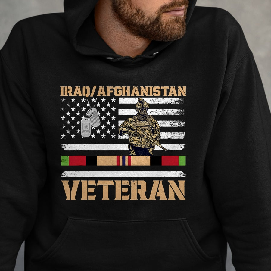 Proud Veteran Shirt, Funny Veteran UnisexT-Shirt/Hoodie/Sweatshirt HLT00 - Afghanistan Iraq Veteran Flag Soldier T-Shirt