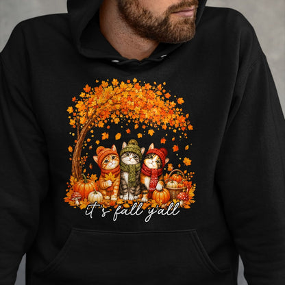 Cat Love Shirt, Funny Cat Lover Gift UnisexT-Shirt/Hoodie/Sweatshirt HLT00 - It_s Fall Y_all Cat Leaf Fall Tree Hello Autumn Thanksgiving T-Shirt