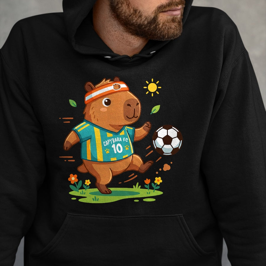 Cute Capybara Shirt, Funny Capybara Unisex T-Shirt/Hoodie/Sweatshirt HLT00 - Capybara Soccer Player Headband Funny Animal Sports Fan T-Shirt