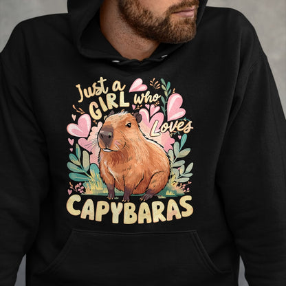 Cute Capybara Shirt, Funny Capybara Unisex T-Shirt/Hoodie/Sweatshirt HLT00 - Capybara Cute Just a Girl who Loves Capybaras T-Shirt
