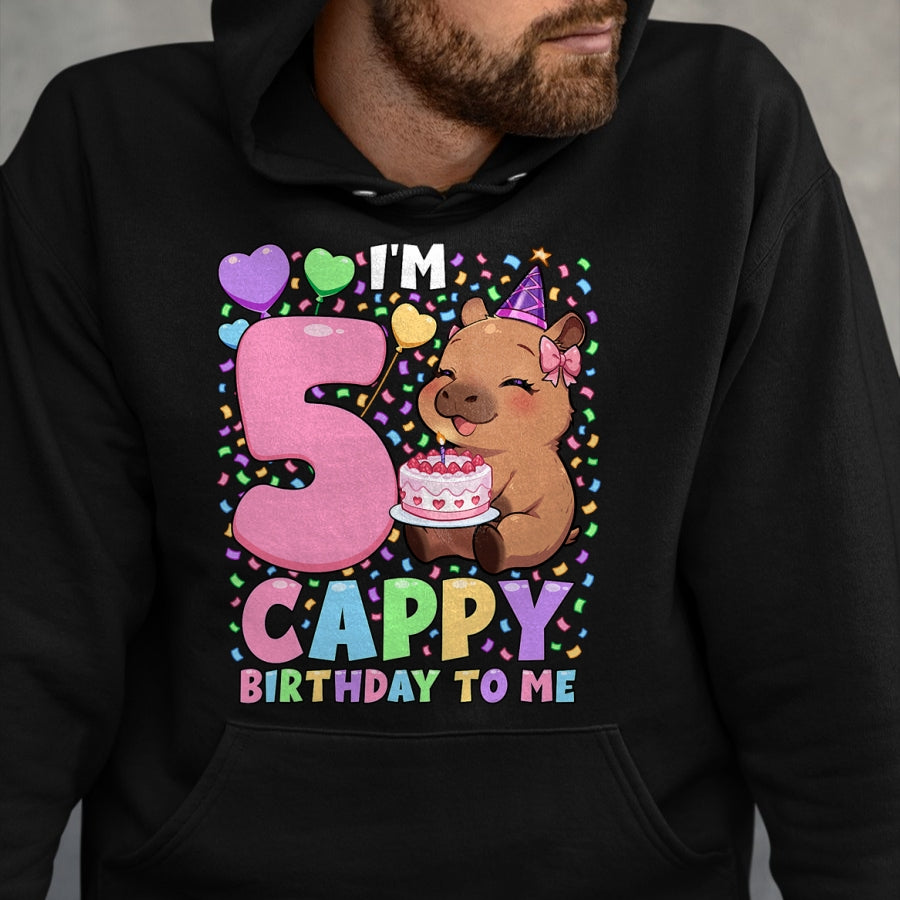 Cute Capybara Shirt, Funny Capybara UnisexT-Shirt/Hoodie/Sweatshirt HLT00 - Capybara Birthday Shirt 5 Kawaii Girl Capybara 5th Birthday T-Shirt
