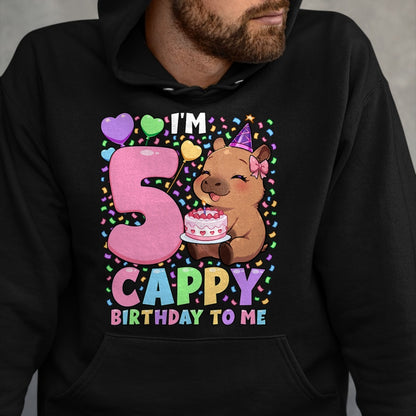 Cute Capybara Shirt, Funny Capybara UnisexT-Shirt/Hoodie/Sweatshirt HLT00 - Capybara Birthday Shirt 5 Kawaii Girl Capybara 5th Birthday T-Shirt