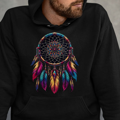 Native American T-Shirts, Vintage Native American Unisex T-Shirt/Hoodie/Sweatshirt HLT00 - Colorful Dreamcatcher Feather Native American Indian Art