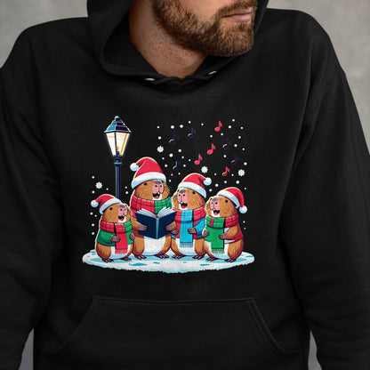 Cute Capybara Shirt, Funny Capybara Unisex T-Shirt/Hoodie/Sweatshirt HLT00 - Festive Winter Capybara Christmas T-Shirt