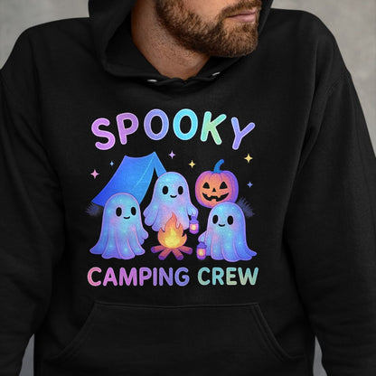 Funny Camping Shirt, Gift For Camping Lover Unisex T-Shirt/Hoodie/Sweatshirt HLT00 - Spooky Camping Crew Ghosts Halloween Campfire Vintage Boo T-Shirt