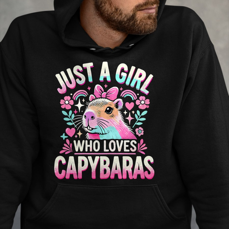Cute Capybara Shirt, Funny Capybara Unisex T-Shirt/Hoodie/Sweatshirt HLT00 - Capybara Just a Girl who loves Capybaras T-Shirt (3)