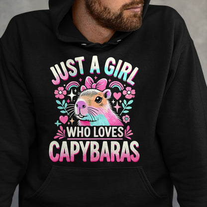 Cute Capybara Shirt, Funny Capybara Unisex T-Shirt/Hoodie/Sweatshirt HLT00 - Capybara Just a Girl who loves Capybaras T-Shirt (3)