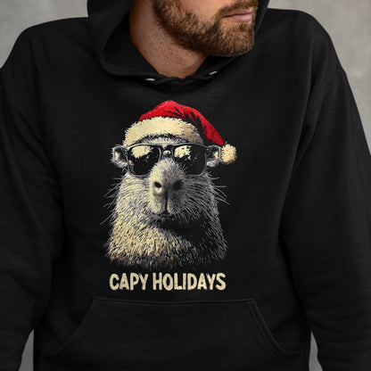 Cute Capybara Shirt, Funny Capybara Unisex T-Shirt/Hoodie/Sweatshirt HLT00 - Funny Christmas Capy Holidays Kids Teens Boys Xmas Capybara T-Shirt