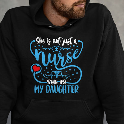 Funny Nurse Shirt, Nurse Unisex T-Shirt/Hoodie/Sweatshirt HLT00 - My Daughter Is A Nurse Proud Nurse's Mom Dad RN LPN Family T-Shirt (5)