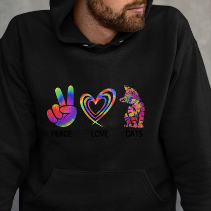 Cat Love Shirt, Funny Cat Lover Gift UnisexT-Shirt/Hoodie/Sweatshirt HLT00 - Peace Love Cats Funny Kitty Cat Lover T-Shirt (2)