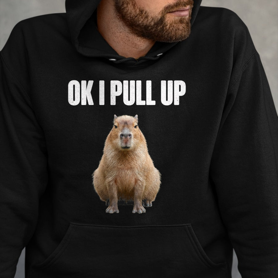 Cute Capybara Shirt, Funny Capybara Unisex T-Shirt/Hoodie/Sweatshirt HLT00 - OK I Pull Up Capybara Meme Funny Chill Capy Lover Tee T-Shirt