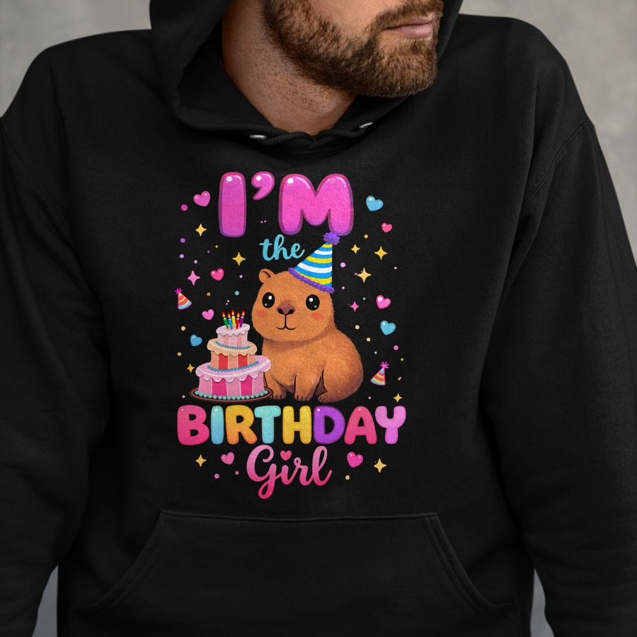 Cute Capybara Shirt, Funny Capybara Unisex T-Shirt/Hoodie/Sweatshirt HLT00 - Capybara I_m The Birthday Girl Cute Capybara Birthday Party T-Shirt