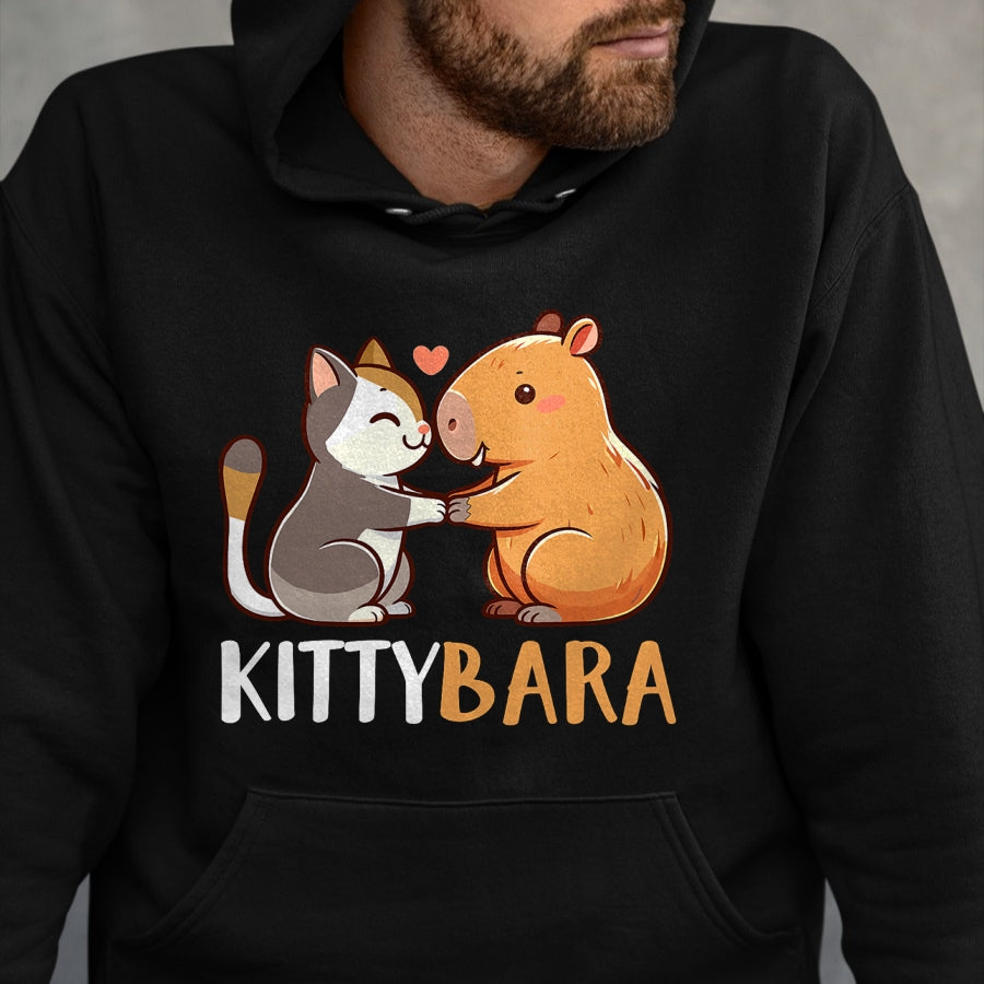Cat Love Shirt, Funny Cat Lover Gift UnisexT-Shirt/Hoodie/Sweatshirt HLT00 - Kittybara Love Capybara Cat Costume T-Shirt, Small, Black