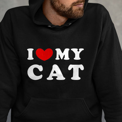 Cat Love Shirt, Funny Cat Lover Gift UnisexT-Shirt/Hoodie/Sweatshirt HLT00 - I Love My Cat, I Heart My Cat T-Shirt, Men, Pink Heather, X-Large