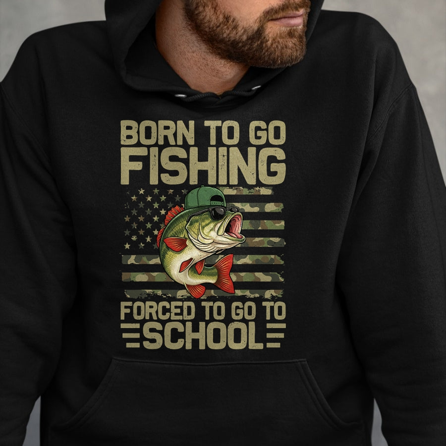 Funny Fishing Shirt, Gift For Fishing Lover Unisex T-Shirt/Hoodie/Sweatshirt HLT00 - Born to Go Fishing Bass Fish Funny Fisherman Boys Kids Men T-Shirt