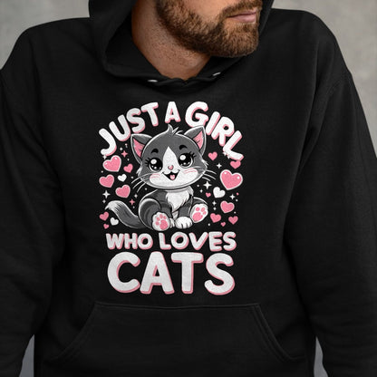 Cat Love Shirt, Funny Cat Lover Gift UnisexT-Shirt/Hoodie/Sweatshirt HLT00 - Just A Girl Who Loves Cats Cute Cat T-Shirt (1)