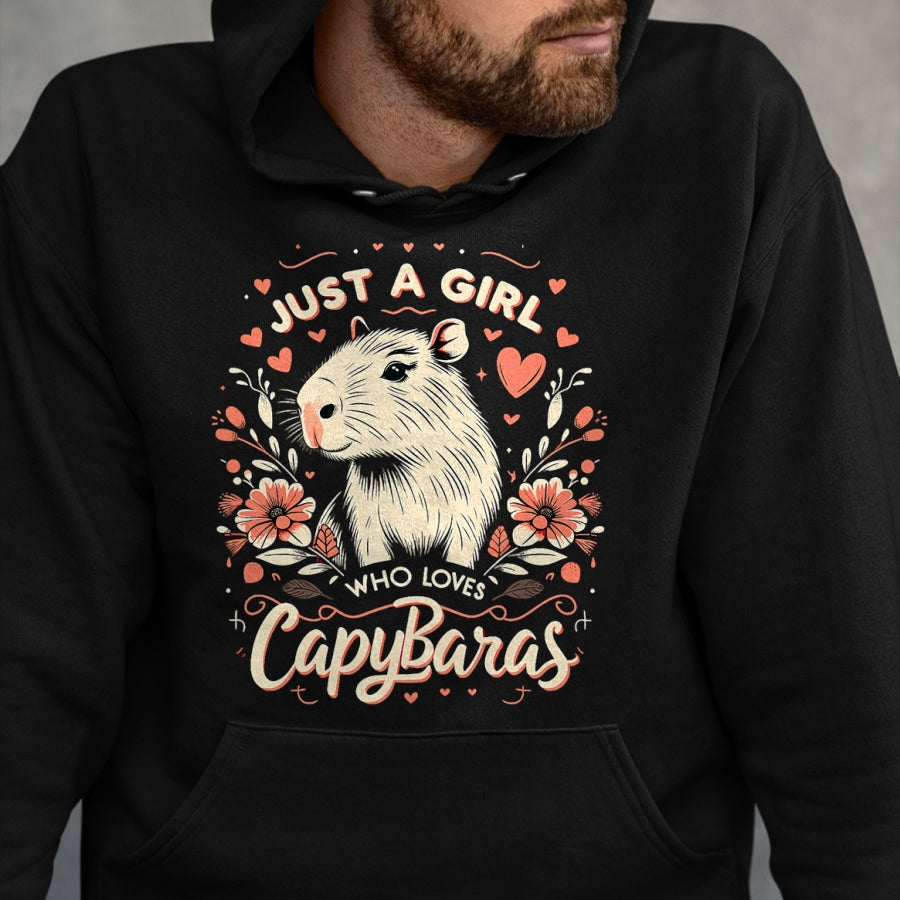 Cute Capybara Shirt, Funny Capybara Unisex T-Shirt/Hoodie/Sweatshirt HLT00 - Just a Girl who Loves Capybaras T-Shirt (6)