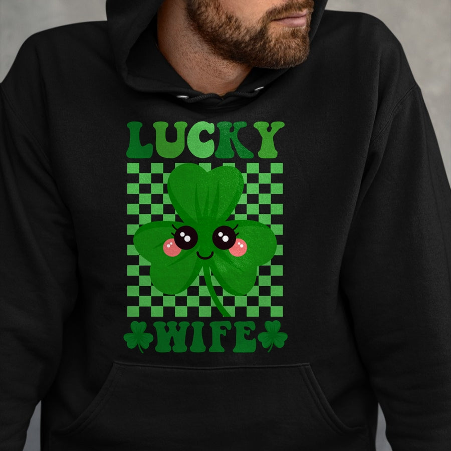 Best Wife Shirt, Wife and Husband Unisex T-Shirt/Hoodie/Sweatshirt HLT00 - Gift for wife T shirt, lucky wife   Lucky Wife Rainbow St Patricks Day Lucky Wife Long Sleeve T-Shir (2)