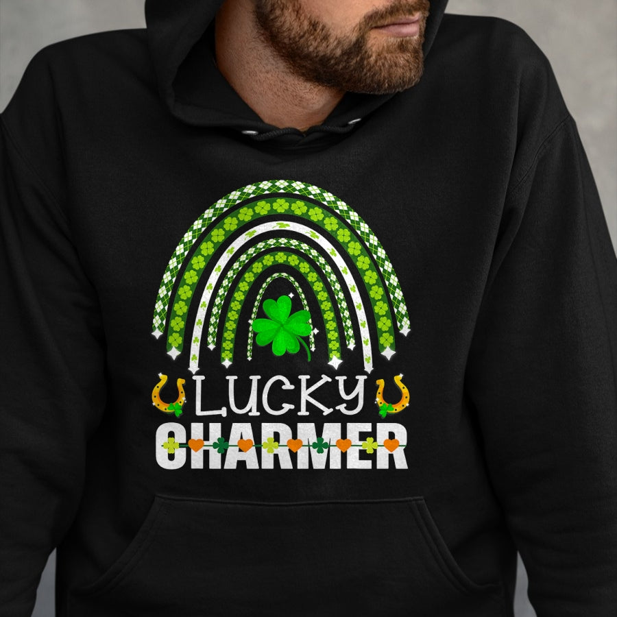 Patrick Day Shirts for Family, Funny Patrick Day shirts, st patrick's day Unisex T-Shirt/Hoodie/Sweatshirt HLT00 - Lucky Charmer Funny St Patrick Day  Rainbow Shamrock T-Shirt