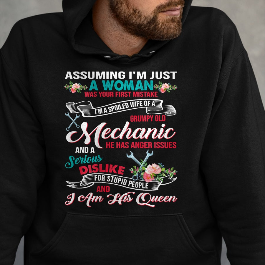 Best Wife Shirt, Wife and Husband Unisex T-Shirt/Hoodie/Sweatshirt HLT00 - Gift for wife T shirt, spoiled wife   I'm A Spoiled Wife Of A Grumpy Old Mechanic T-Shirt