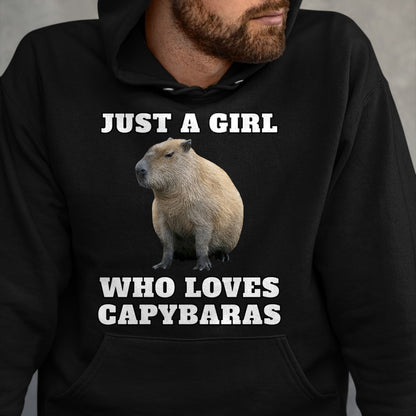 Cute Capybara Shirt, Funny Capybara Unisex T-Shirt/Hoodie/Sweatshirt HLT00 - Just a Girl Who Loves Capybara Long Sleeve T-Shirt