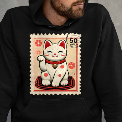 Cat Love Shirt, Funny Cat Lover Gift UnisexT-Shirt/Hoodie/Sweatshirt HLT00 - Maneki Neko Japanese Kawaii Lucky Cat Stamp Retro Aesthetic T-Shirt (1)