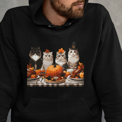 Best Thanksgiving Family Shirt , Funny Thanksgiving UnisexT-Shirt/Hoodie/Sweatshirt HLT00 - Thanksgiving Cats Dinner Feast Vintage Fall Men Women Kids T-Shirt