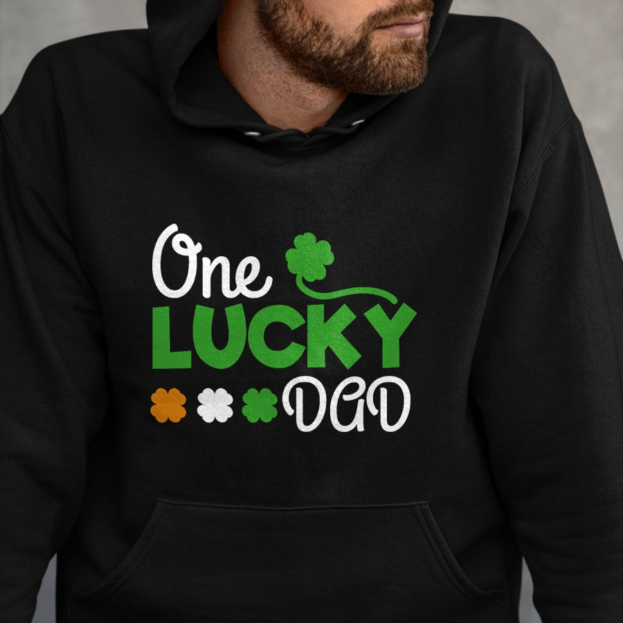 Gift for Dad Shirt, Funny Dad Unisex T-Shirt/Hoodie/Sweatshirt HLT00 – One Lucky Dad st patricks day pregnancy announcement shirt T-Shirt