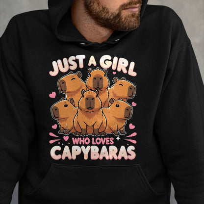 Cute Capybara Shirt, Funny Capybara Unisex T-Shirt/Hoodie/Sweatshirt HLT00 - Just a Girl who Loves Capybaras T-Shirt (1)