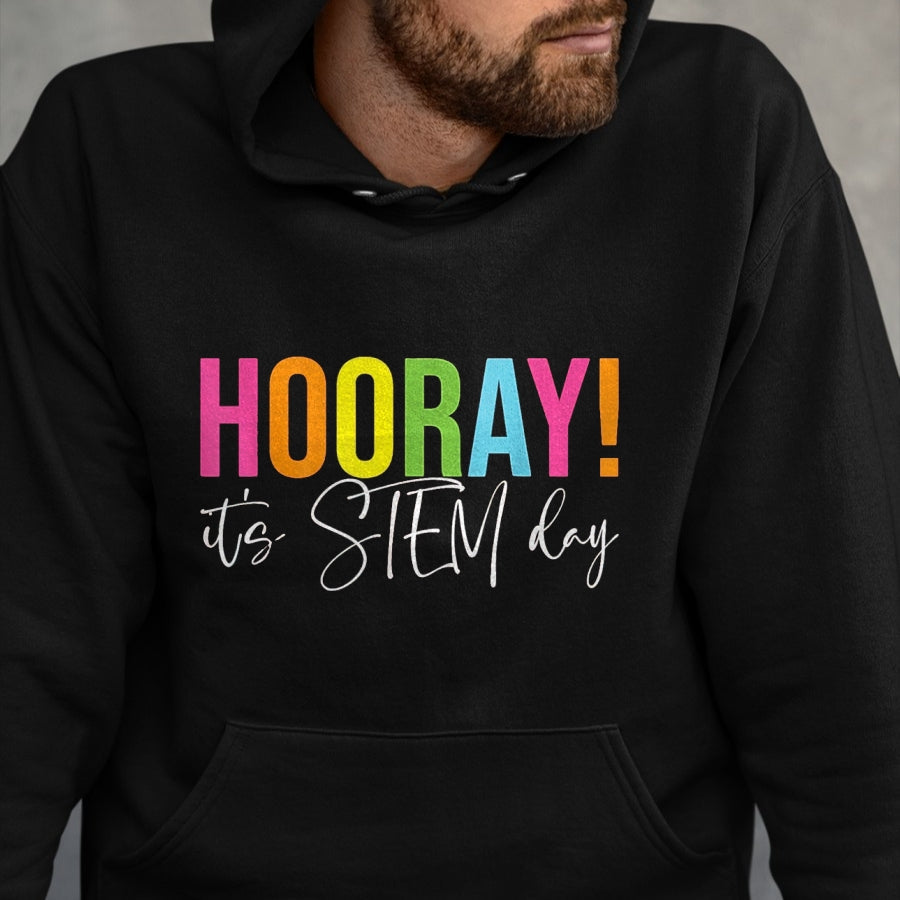 Best Student Shirt, Funny Back To School UnisexT-Shirt/Hoodie/Sweatshirt HLT00 - Hooray It_s STEM Day Teacher Specials Squad Back to School T-Shirt, Women, Black, X-Large