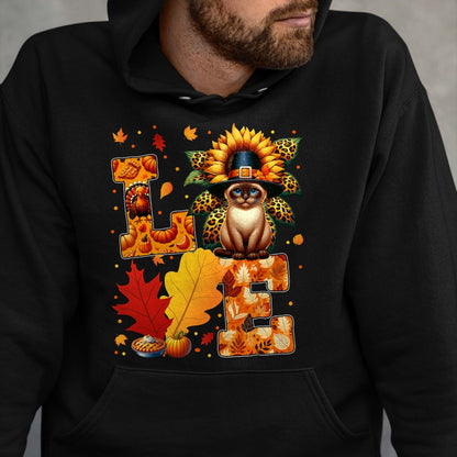 Cat Love Shirt, Funny Cat Lover Gift UnisexT-Shirt/Hoodie/Sweatshirt HLT00 - LOVE Thanksgiving Siamese Cat Costume Fall Leaves Sunflower T-Shirt for Men Women Kids (1)