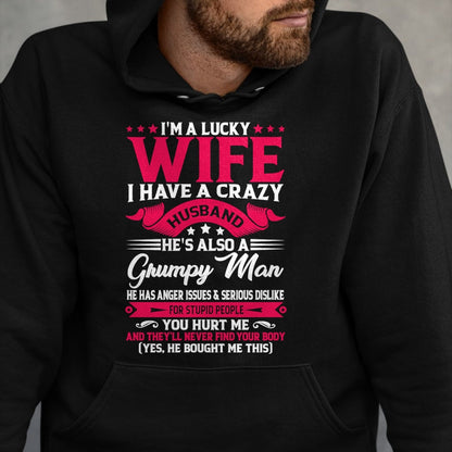 Best Wife Shirt, Wife and Husband Unisex T-Shirt/Hoodie/Sweatshirt HLT00 - Gift for wife T shirt, lucky wife   I'm A Lucky Wife I have A Husband Funny Family Humor Wife Pullov