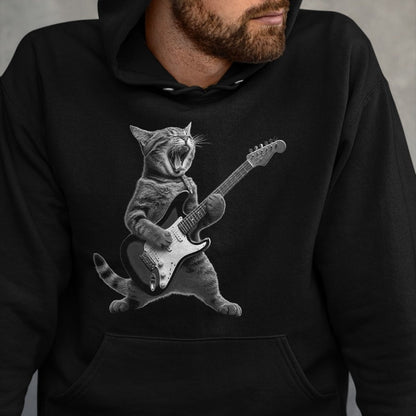 Guitar Lover Shirt, Funny Guitar UnisexT-Shirt/Hoodie/Sweatshirt HLT00 - Funny Cat Playing Guitar Rock and Roll Gifts Men Women Kid T-Shirt