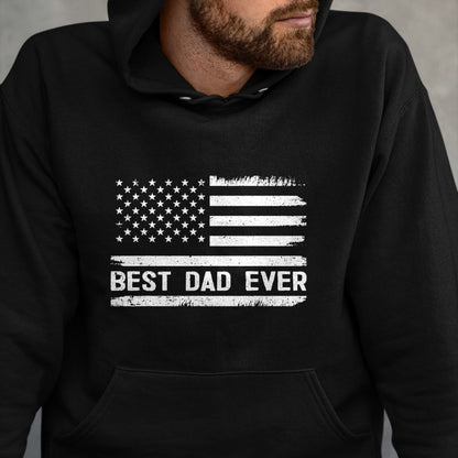 Gift for Dad Shirt, Funny Dad Unisex T-Shirt/Hoodie/Sweatshirt HLT00 – Best Dad Ever With US American Flag Gifts Fathers Day Dad T-Shirt