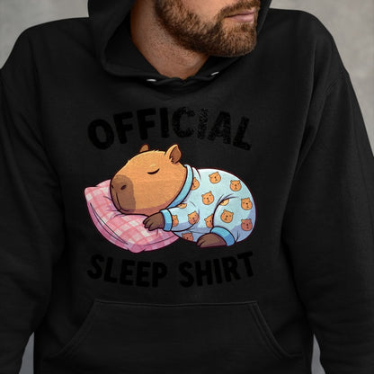 Cute Capybara Shirt, Funny Capybara Unisex T-Shirt/Hoodie/Sweatshirt HLT00 - Cute Kawaii Sleeping Capybara Official Sleepshirt Nightgown T-Shirt
