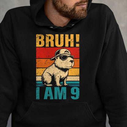 Cute Capybara Shirt, Funny Capybara UnisexT-Shirt/Hoodie/Sweatshirt HLT00 - 9 Year Old Birthday Boy Capybara Bruh It_s My 9th Birthday T-Shirt (1)