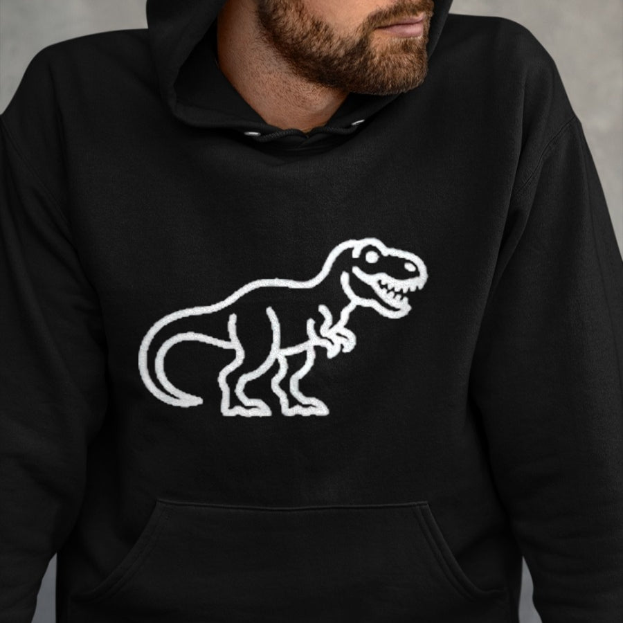 Best Dinosaur Lover Shirt, Funny Dinosaur UnisexT-Shirt/Hoodie/Sweatshirt HLT00 - T-Rex Minimalist Badge Patch Line Art Dinosaur T-Shirt, Men, Black, 3X-Large