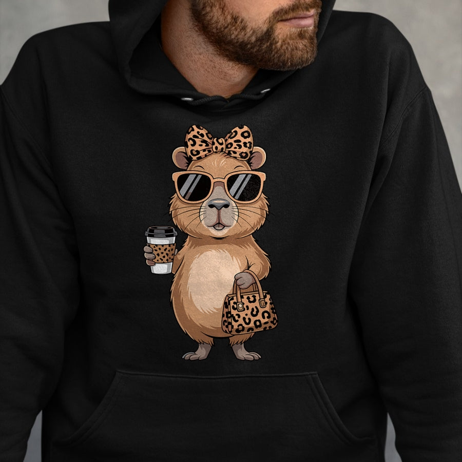 Cute Capybara Shirt, Funny Capybara Unisex T-Shirt/Hoodie/Sweatshirt HLT00 - Fashion Funny Leopard Capybara Coffee Cute Women Girls T-Shirt