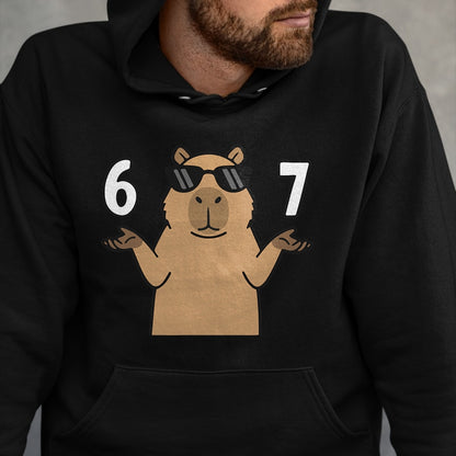 Cute Capybara Shirt, Funny Capybara UnisexT-Shirt/Hoodie/Sweatshirt HLT00 - 67 Meme Capybara Shirt 6 7 Hand Gesture Kids Slang Six Seven T-Shirt