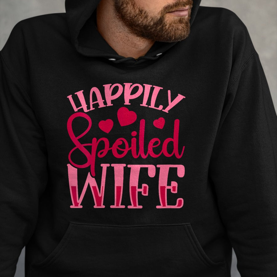 Best Wife Shirt, Wife and Husband Unisex T-Shirt/Hoodie/Sweatshirt HLT00 - Gift for wife T shirt, spoiled wife   Womens Funny Wife Happily Spoiled Wife V-Neck T-Shirt (5)