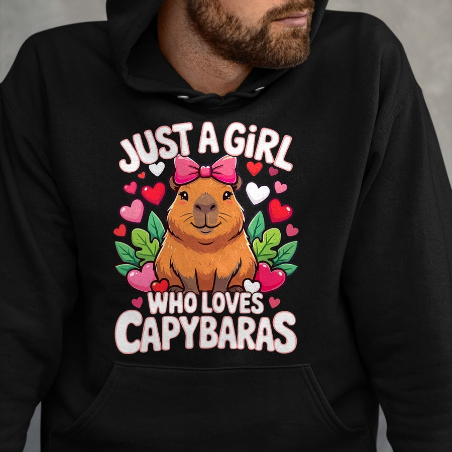 Cute Capybara Shirt, Funny Capybara Unisex T-Shirt/Hoodie/Sweatshirt HLT00 - Capybara Cute Just a Girl who Loves Capybaras T-Shirt (1)