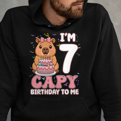 Cute Capybara Shirt, Funny Capybara UnisexT-Shirt/Hoodie/Sweatshirt HLT00 - 7 Years Old Capy Birthday to Me 7th Birthday Capybara Girl T-Shirt
