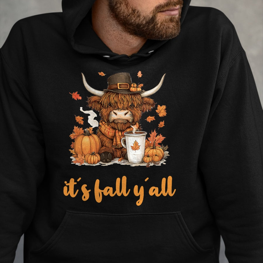 Best Thanksgiving Family Shirt , Funny Thanksgiving UnisexT-Shirt/Hoodie/Sweatshirt HLT00 - Scottish Highland Cow Fall Thanksgiving it´s Fall yáll T-Shirt