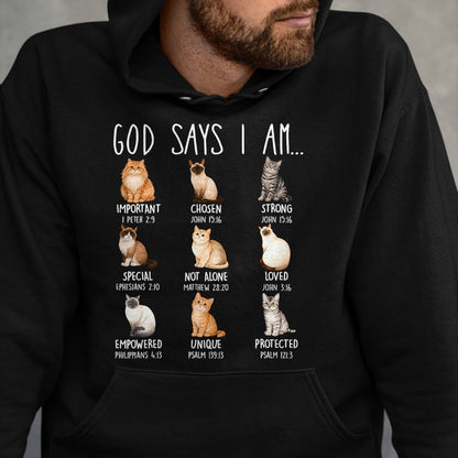 Cat Love Shirt, Funny Cat Lover Gift UnisexT-Shirt/Hoodie/Sweatshirt HLT00 - God Says I Am Cat Lover Bible Verses Christian Scripture Cat T-Shirt