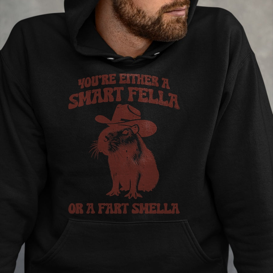 Cute Capybara Shirt, Funny Capybara Unisex T-Shirt/Hoodie/Sweatshirt HLT00 - Capybara Either Smart Fella Fart Smella Funny Men Women Kids T-Shirt