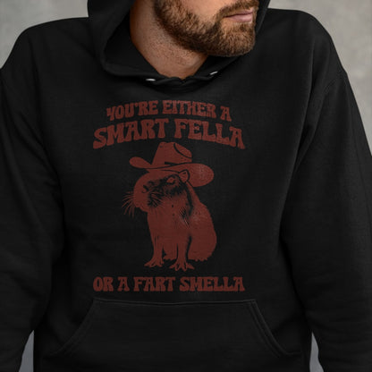 Cute Capybara Shirt, Funny Capybara Unisex T-Shirt/Hoodie/Sweatshirt HLT00 - Capybara Either Smart Fella Fart Smella Funny Men Women Kids T-Shirt
