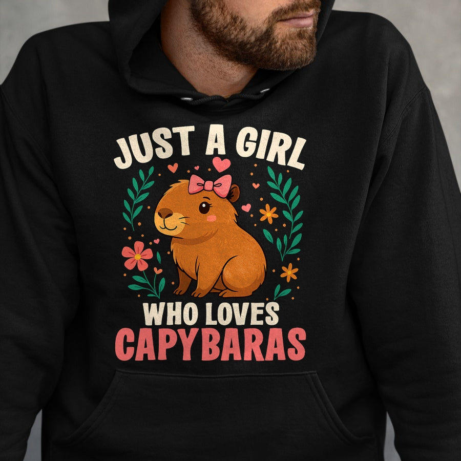 Cute Capybara Shirt, Funny Capybara Unisex T-Shirt/Hoodie/Sweatshirt HLT00 - Just a Girl Who Loves Capybaras Cute Rodent Animal T-Shirt