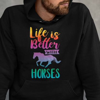 Best Horse Lover Shirt , Funny Horse UnisexT-Shirt/Hoodie/Sweatshirt HLT00 - Cute Life is Better with Horses Horseback Riding T-Shirt