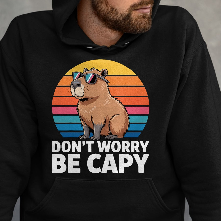 Cute Capybara Shirt, Funny Capybara Unisex T-Shirt/Hoodie/Sweatshirt HLT00 - Funny Don_t Worry Be Capy Capybara Men Boys Kids Youth Women T-Shirt
